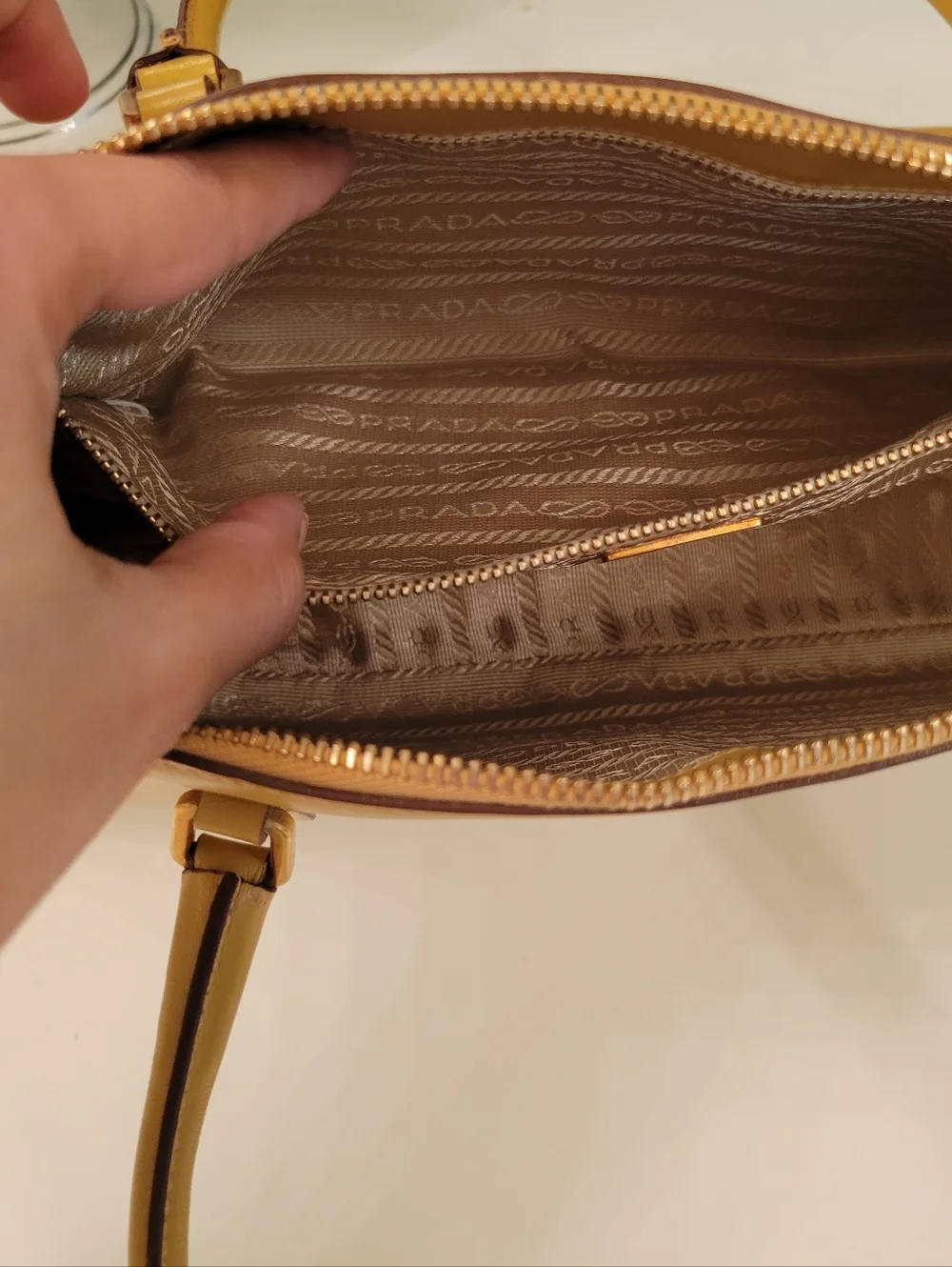 Prada Mustard Yellow Leather Handbag - Picture 10 of 16